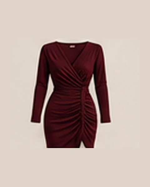 Bordo drapeli elbise